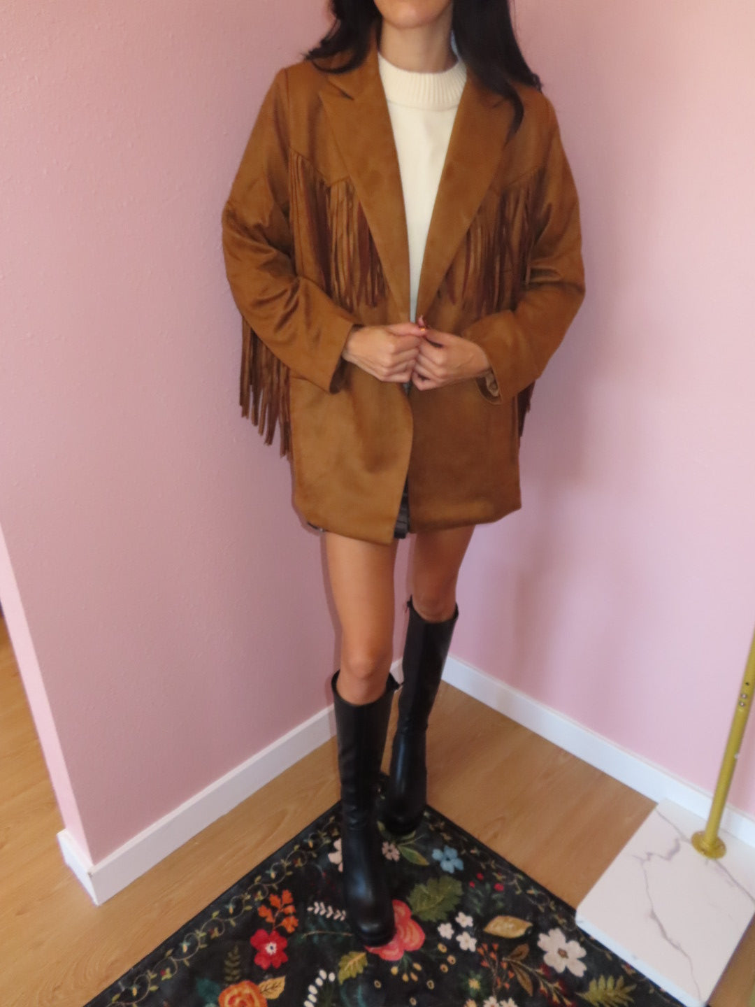 Hattie Suede Fringe Blazer