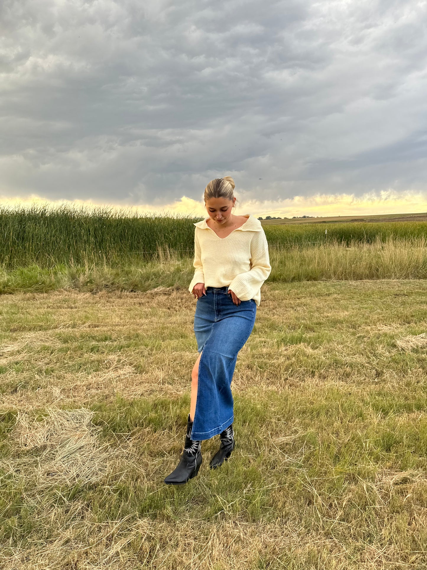 Adeline Denim Maxi Skirt
