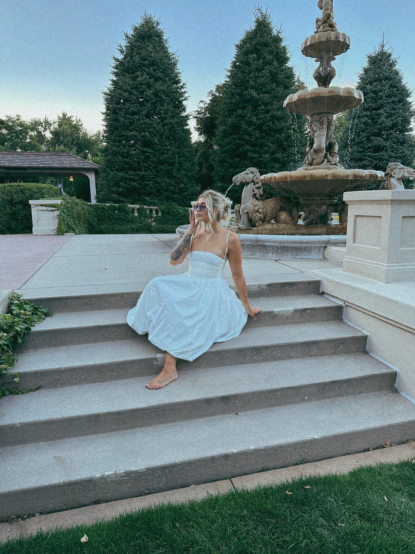 Alexa White Puffball Dress