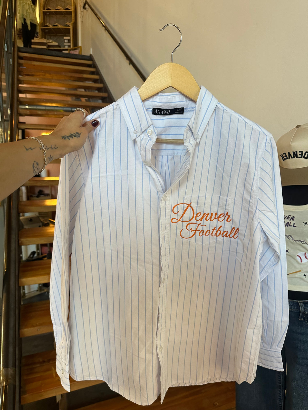 Denver Football Striped Button Down