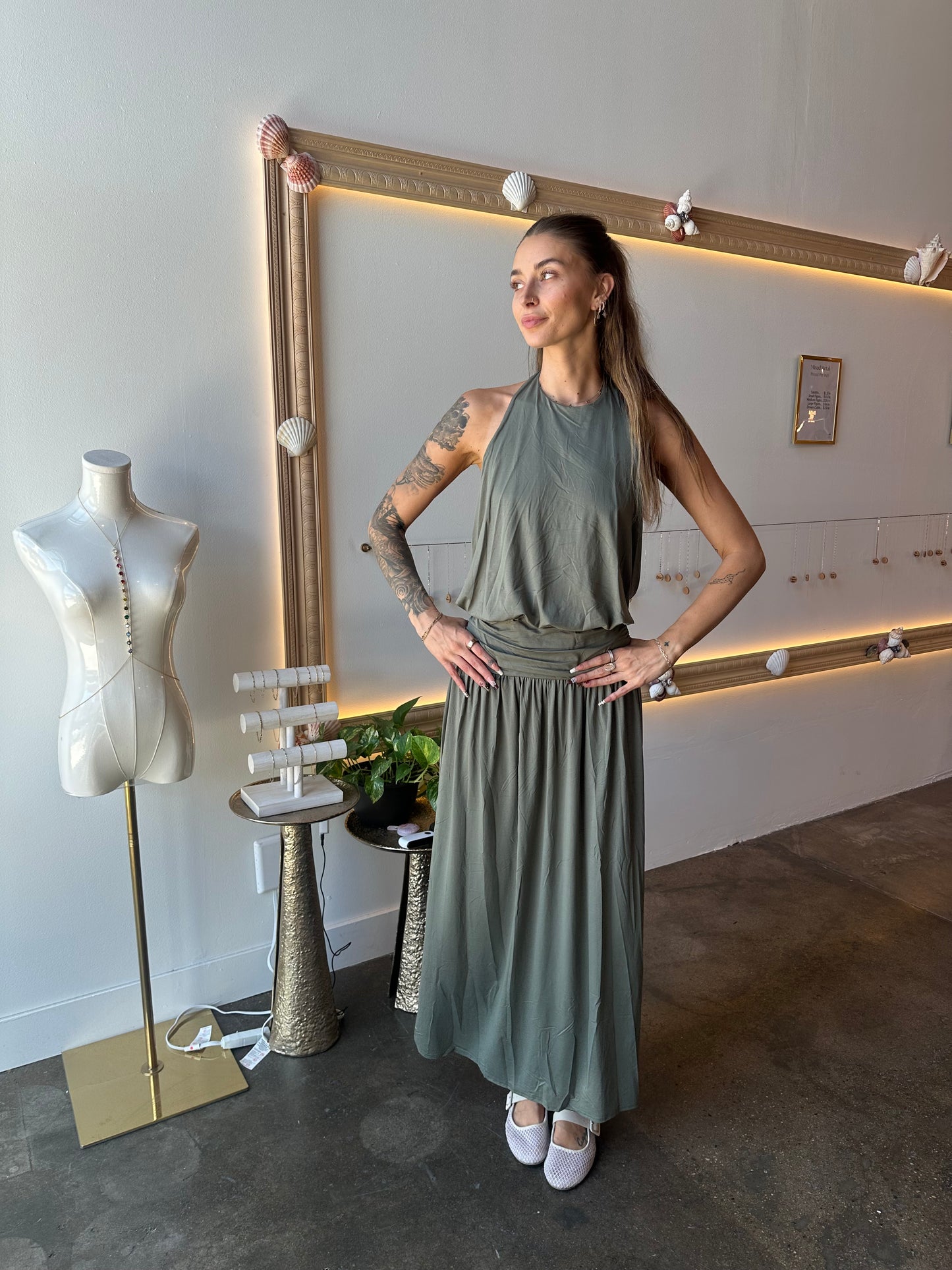 Rio Open Back Halter Maxi Dress