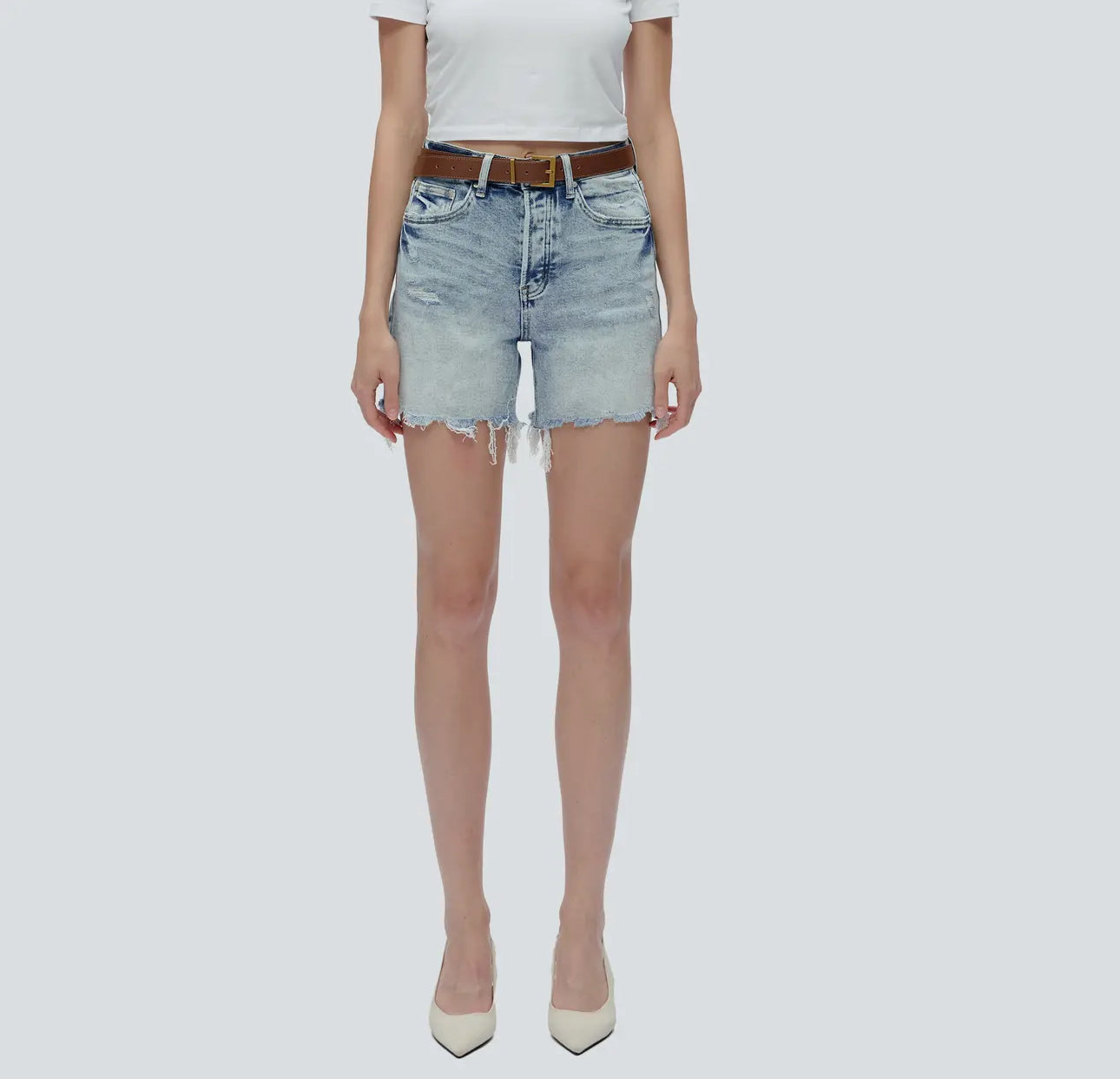 Distressed Denim Shorts