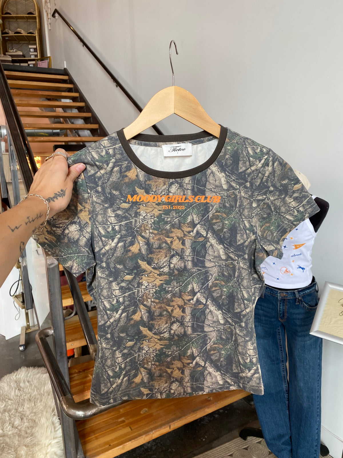 Moody Girls Club Camo Tee