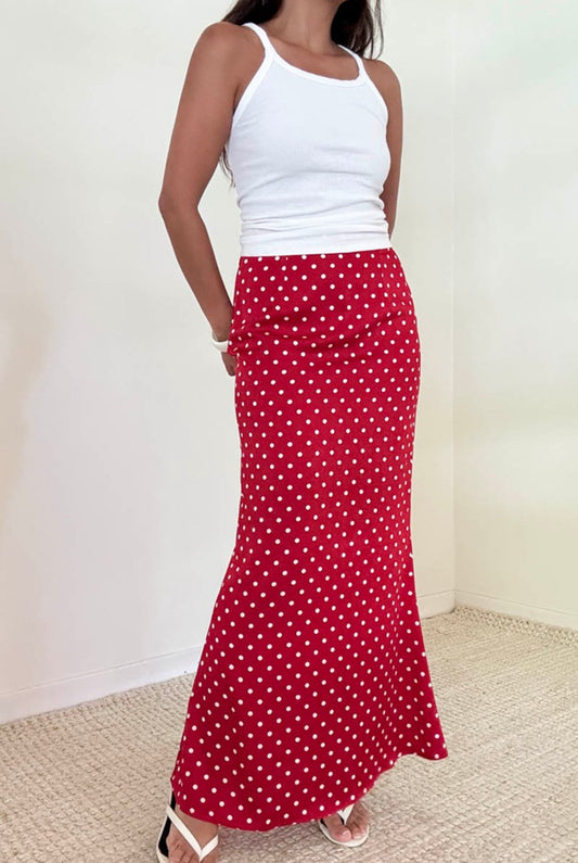 Scottie Polka Dot Satin Skirt