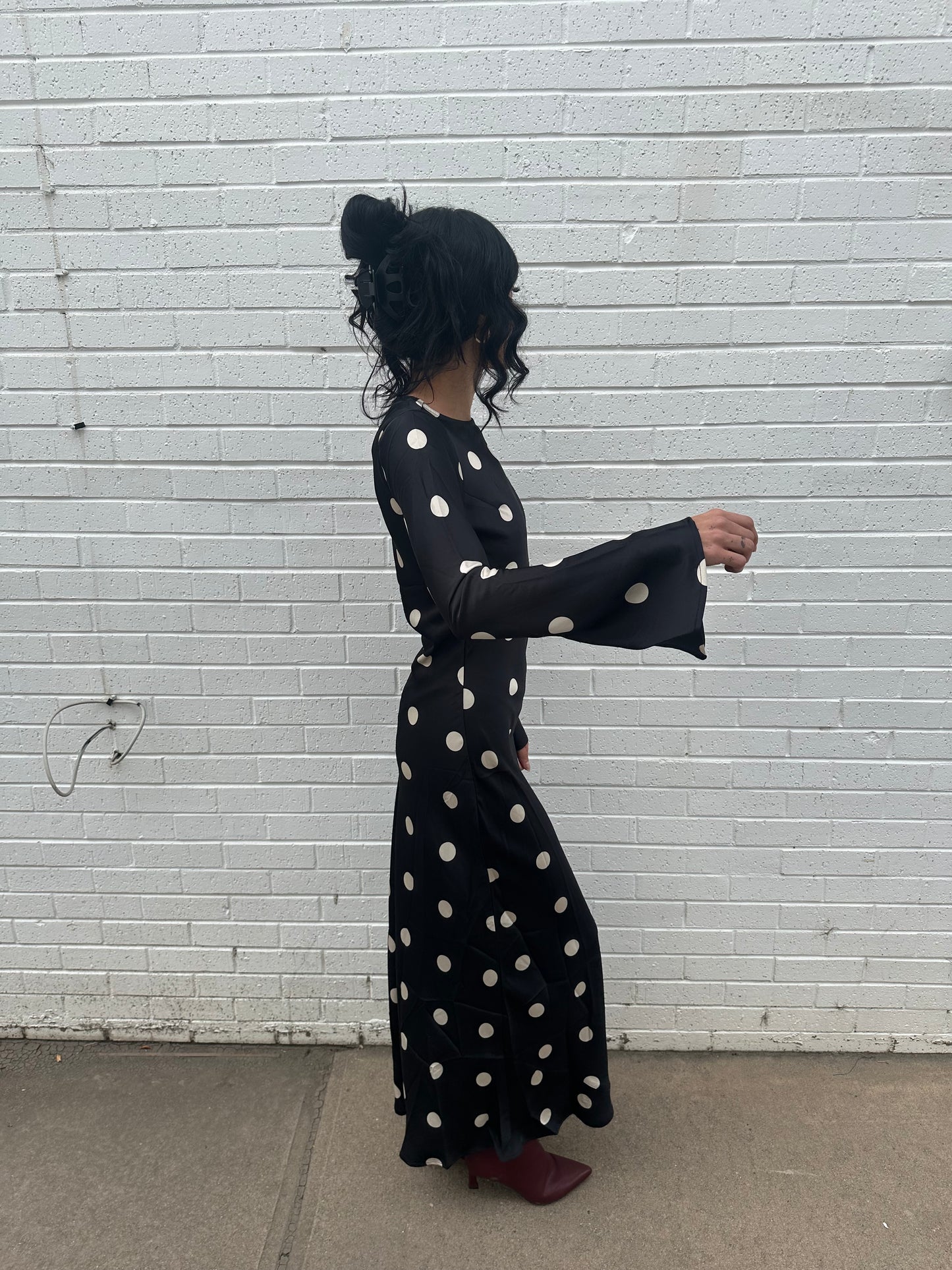 Georgie Satin Polka Dot Maxi Dress