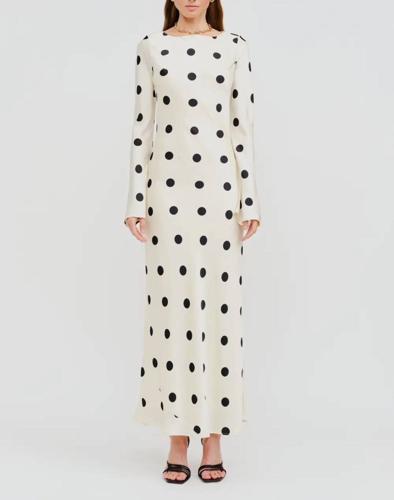 Georgie Satin Polka Dot Maxi Dress