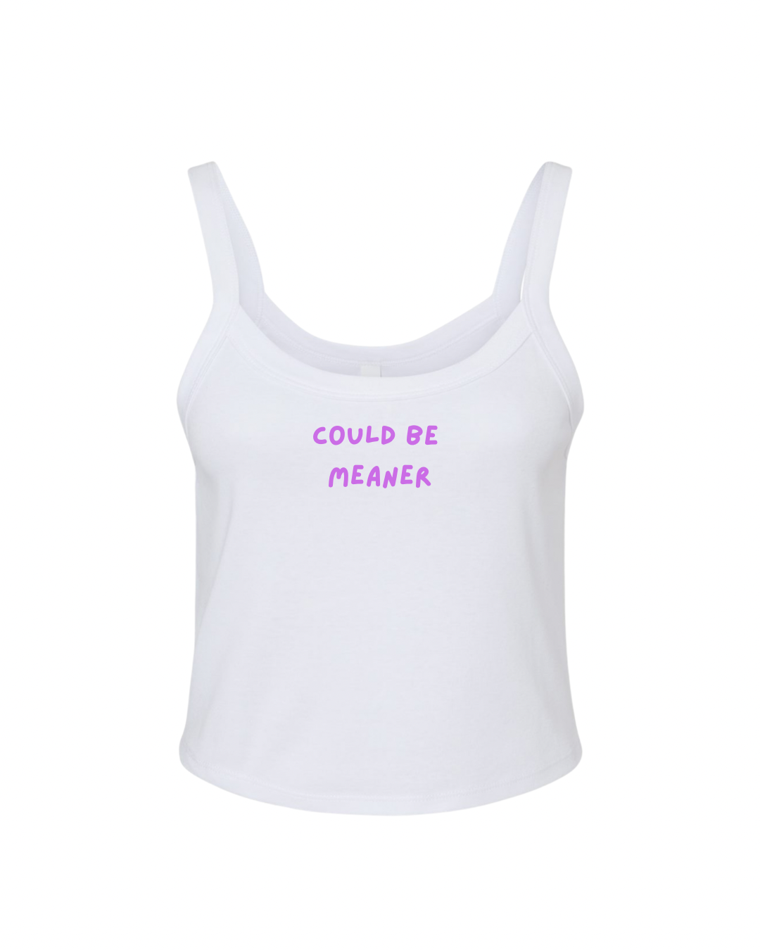 Embroidered Spaghetti Strap Tank - White