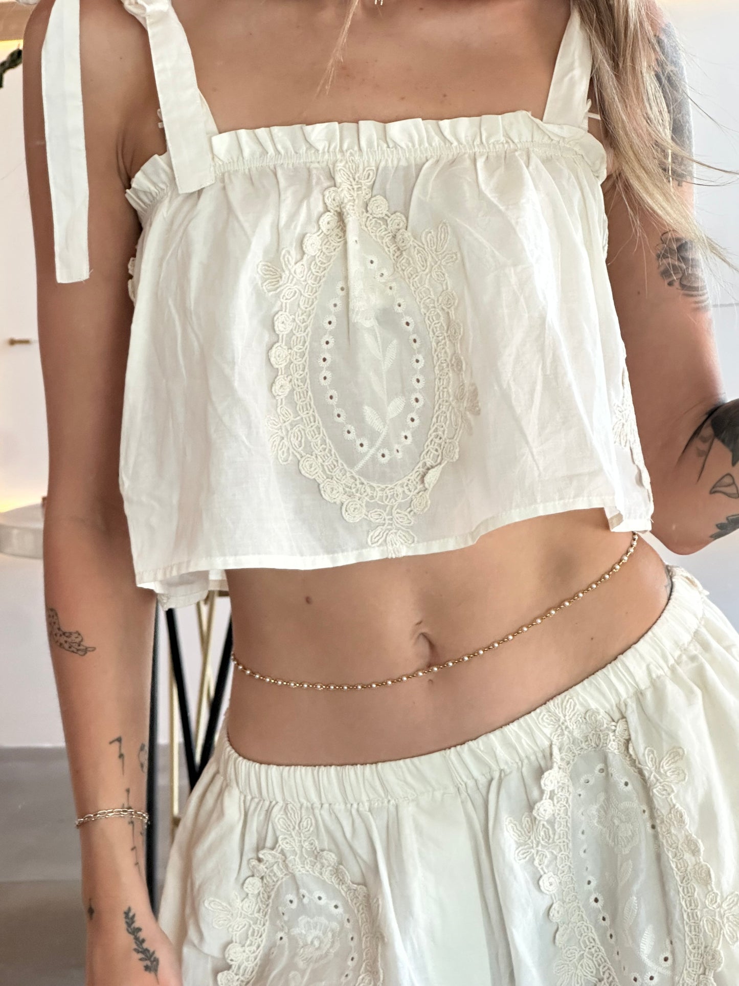 Indigo Eyelet Embroidered Top