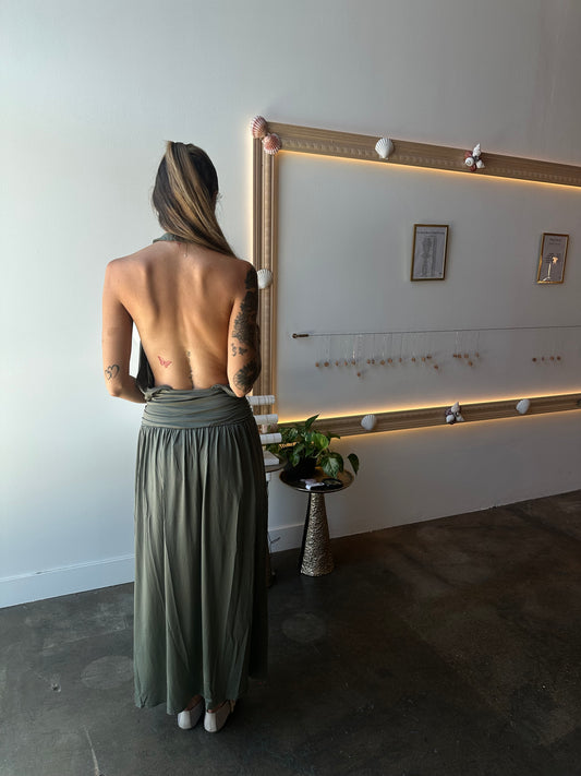 Rio Open Back Halter Maxi Dress