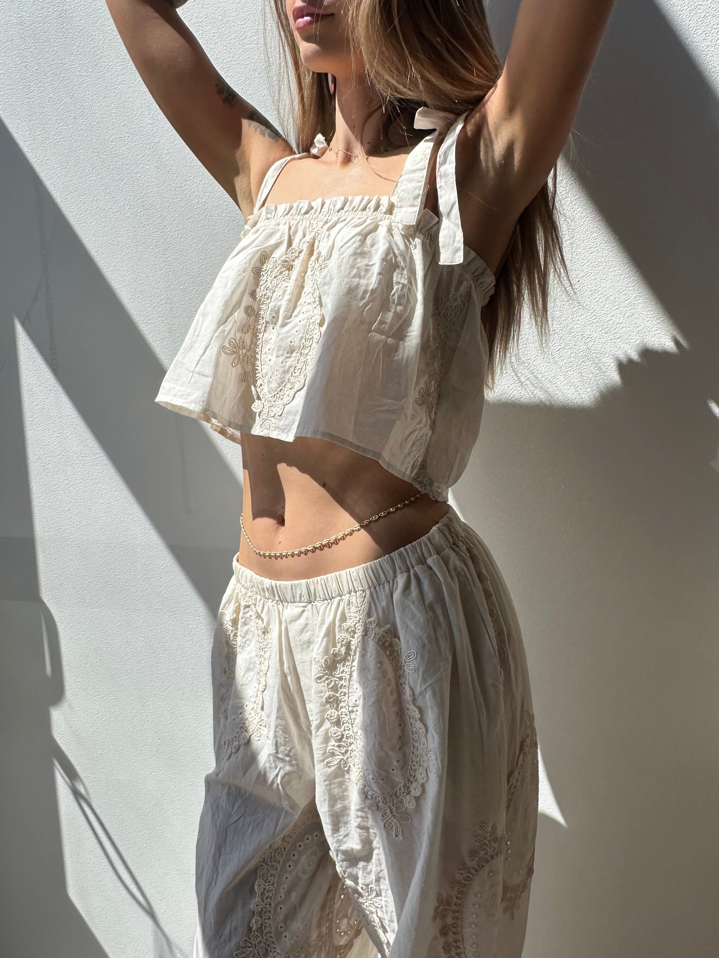 Indigo Eyelet Embroidered Top