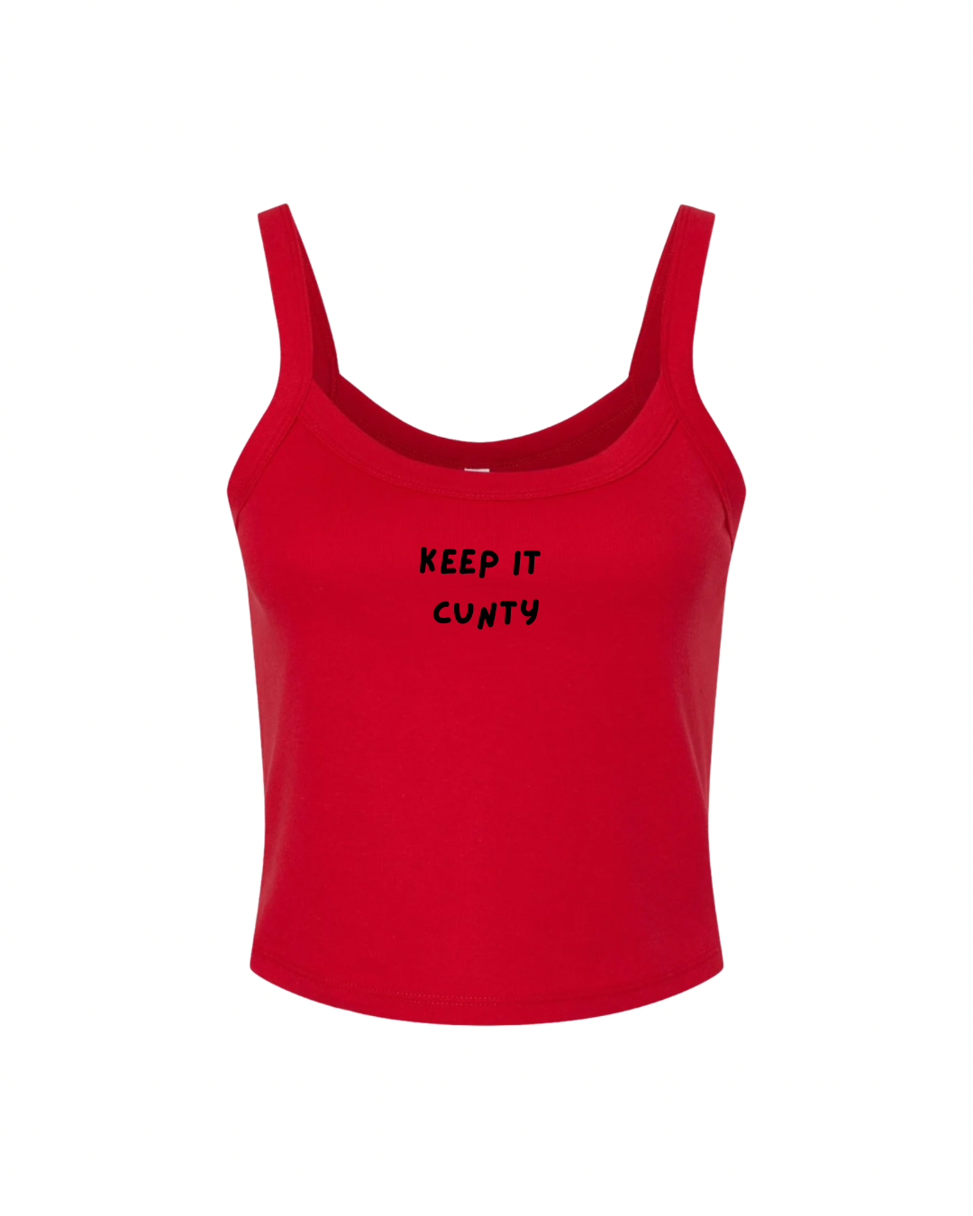 Embroidered Spaghetti Strap Tank - Red