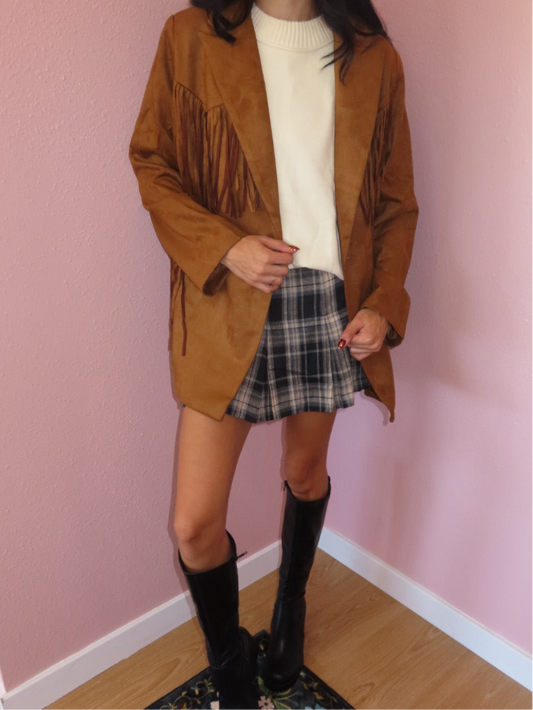 Hattie Suede Fringe Blazer