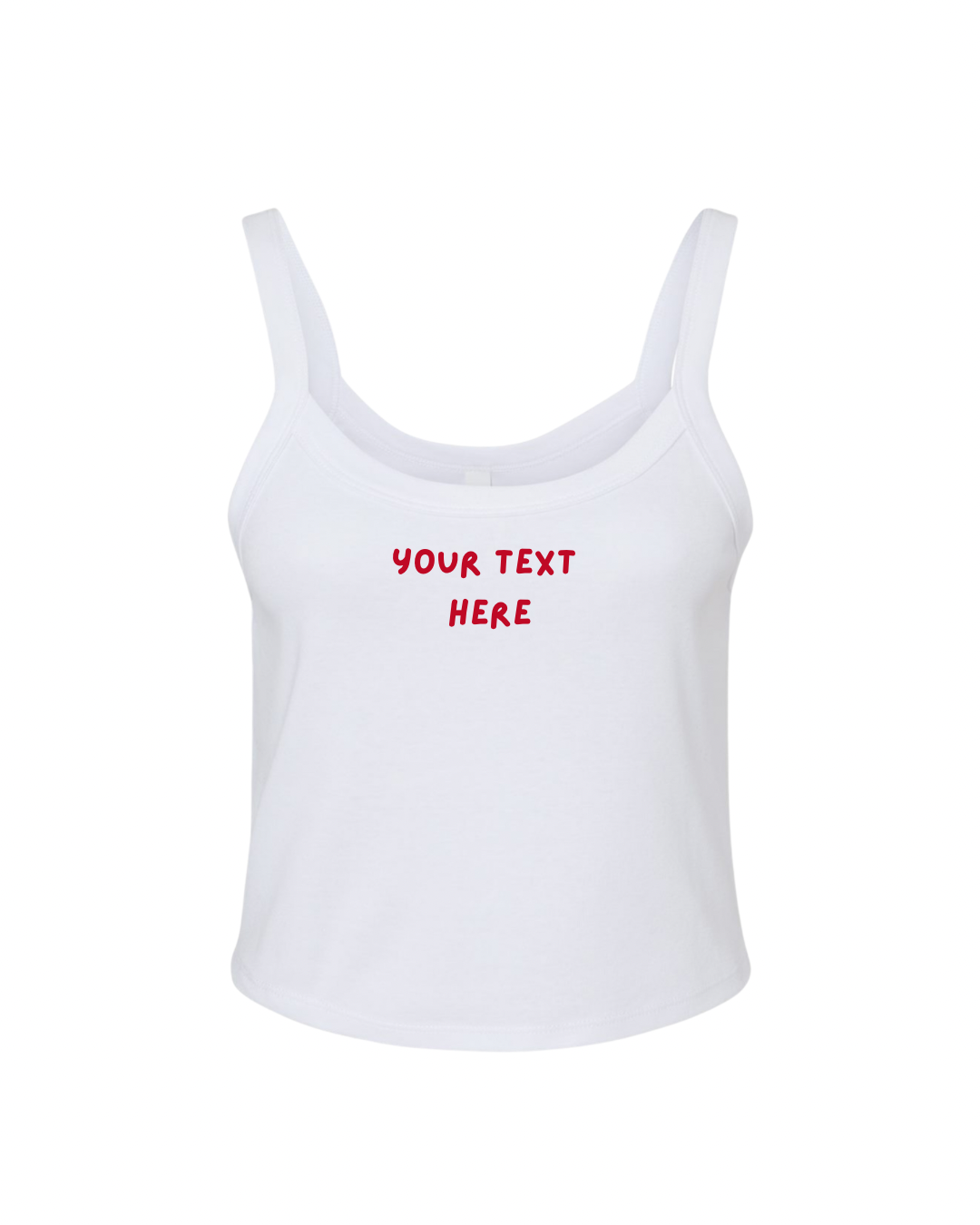 Embroidered Spaghetti Strap Tank - White