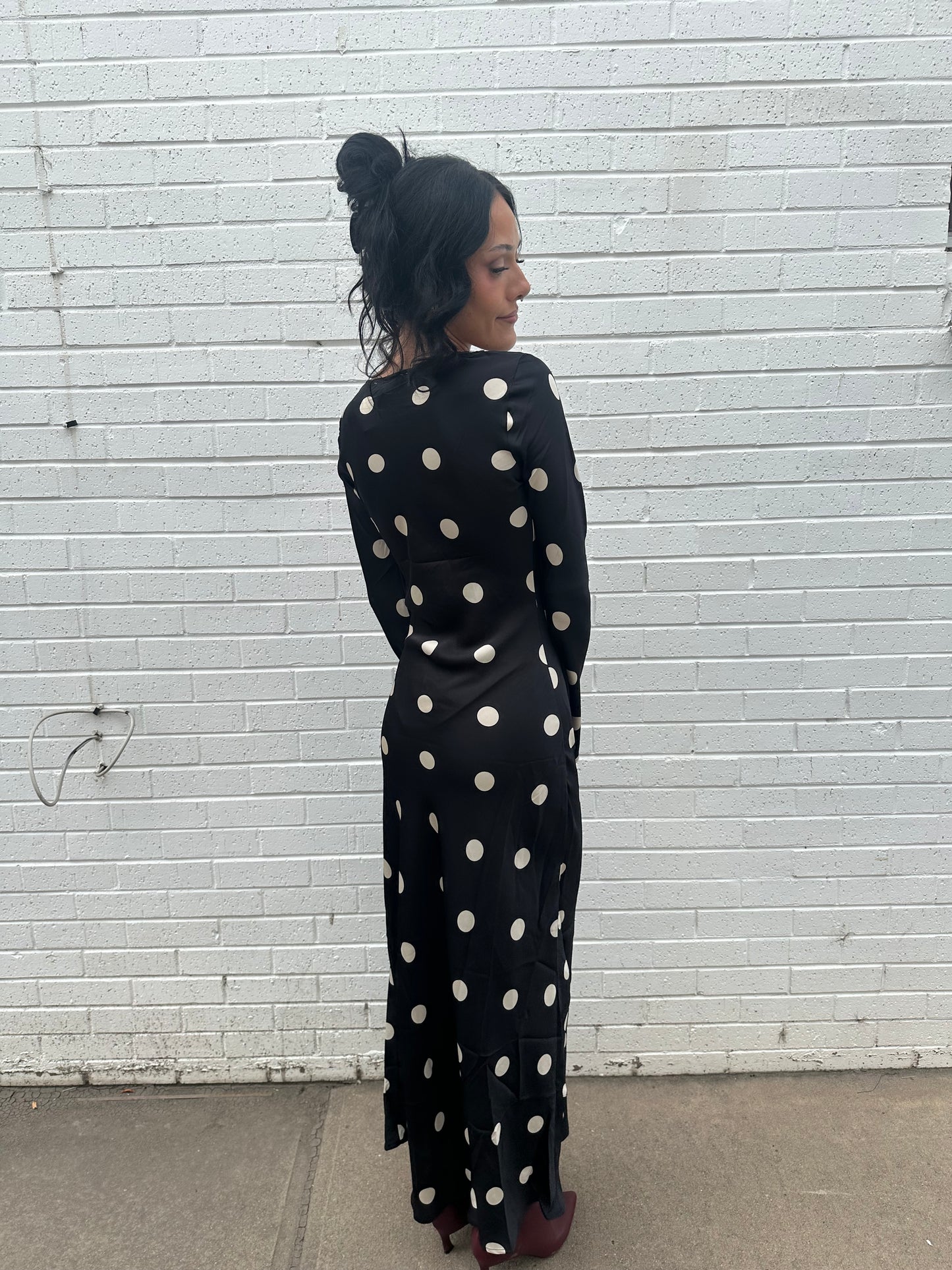 Georgie Satin Polka Dot Maxi Dress