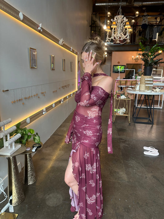 Scottie Mesh Off Shoulder Dress