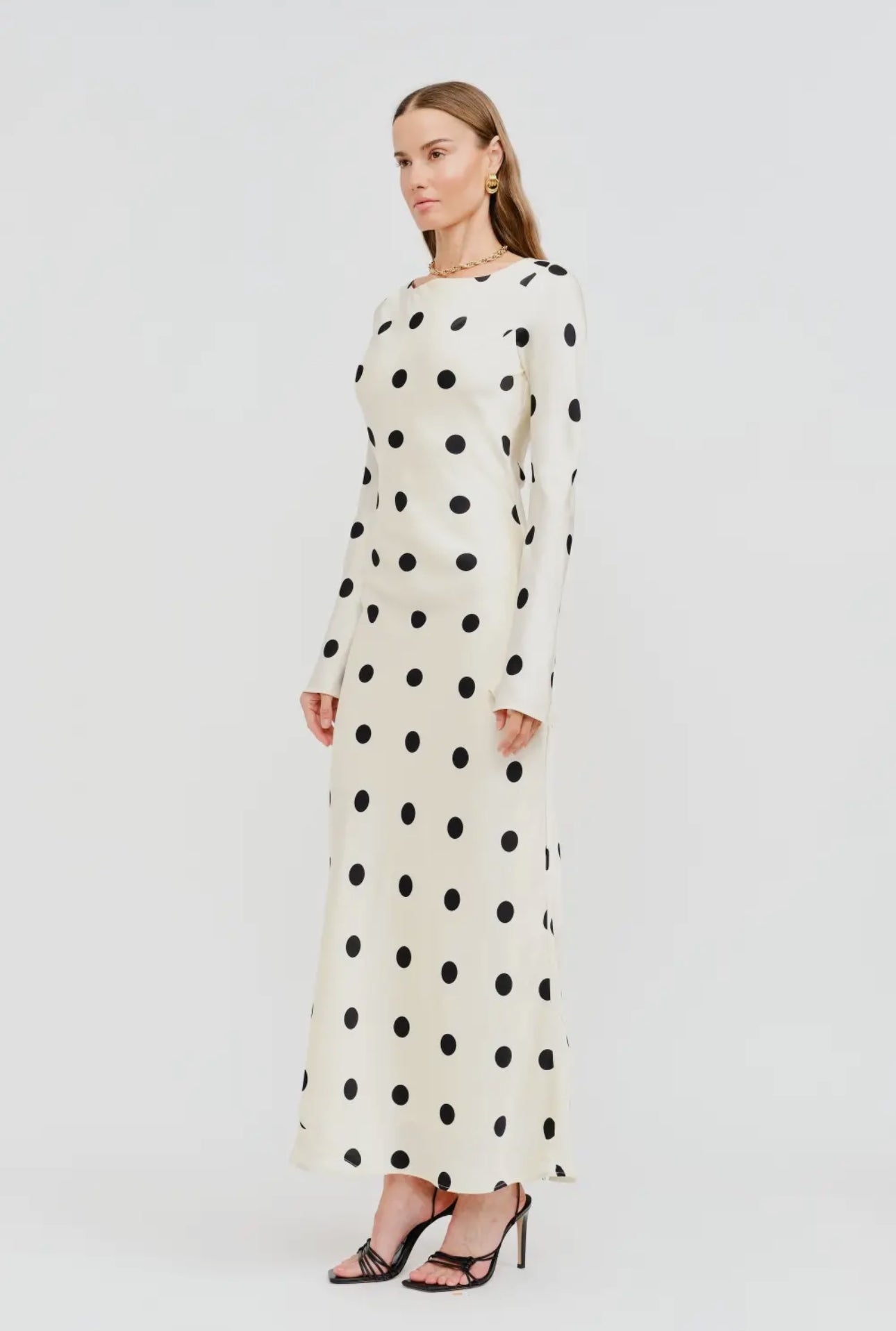 Georgie Satin Polka Dot Maxi Dress