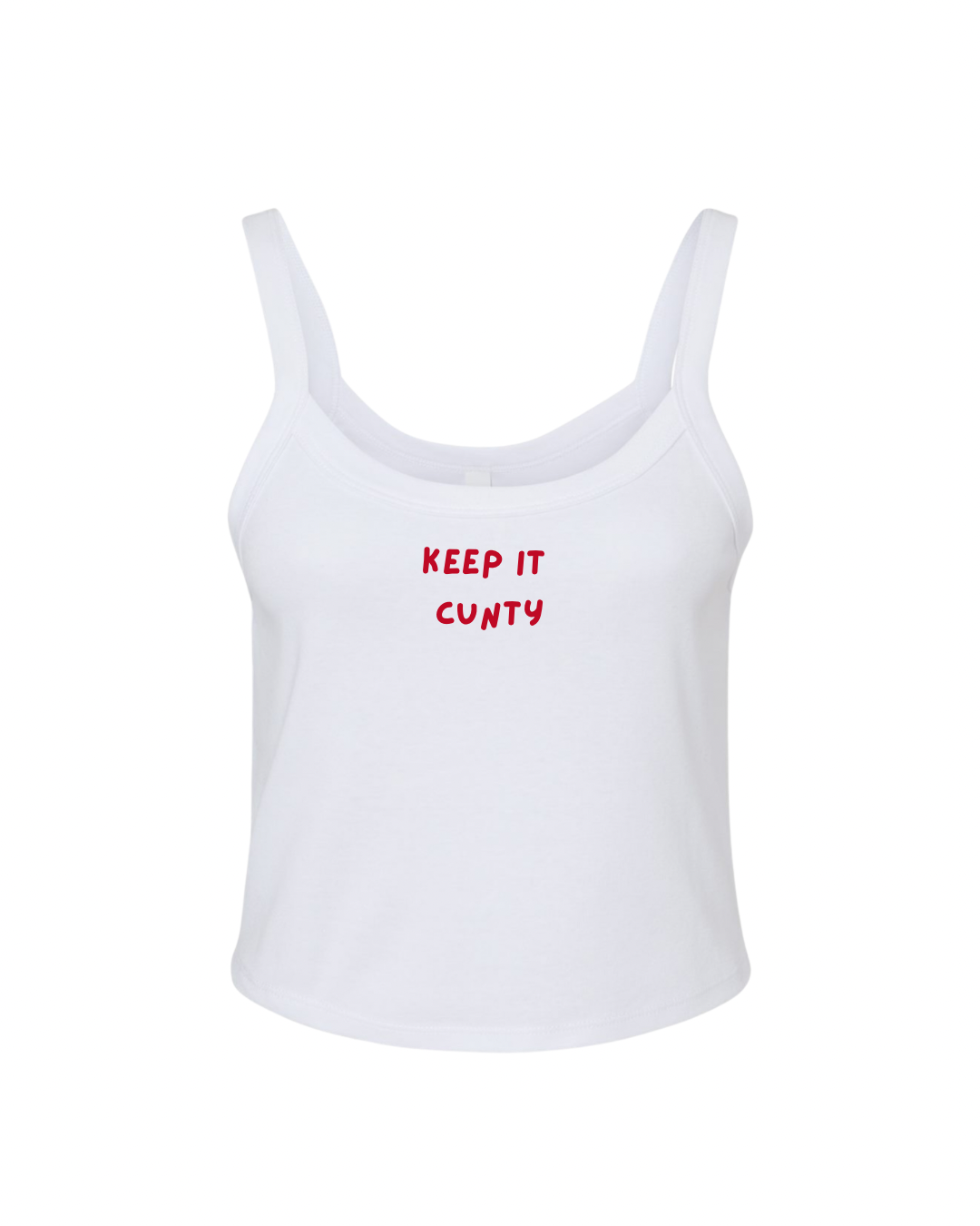 Embroidered Spaghetti Strap Tank - White