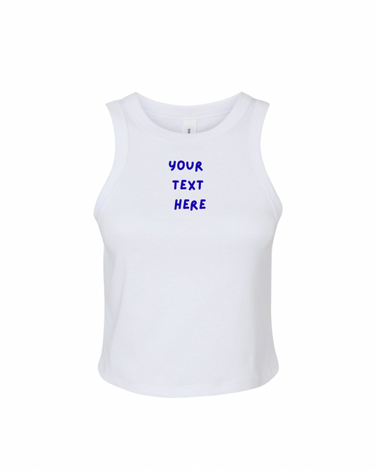 Embroidered High Neck Tank - White